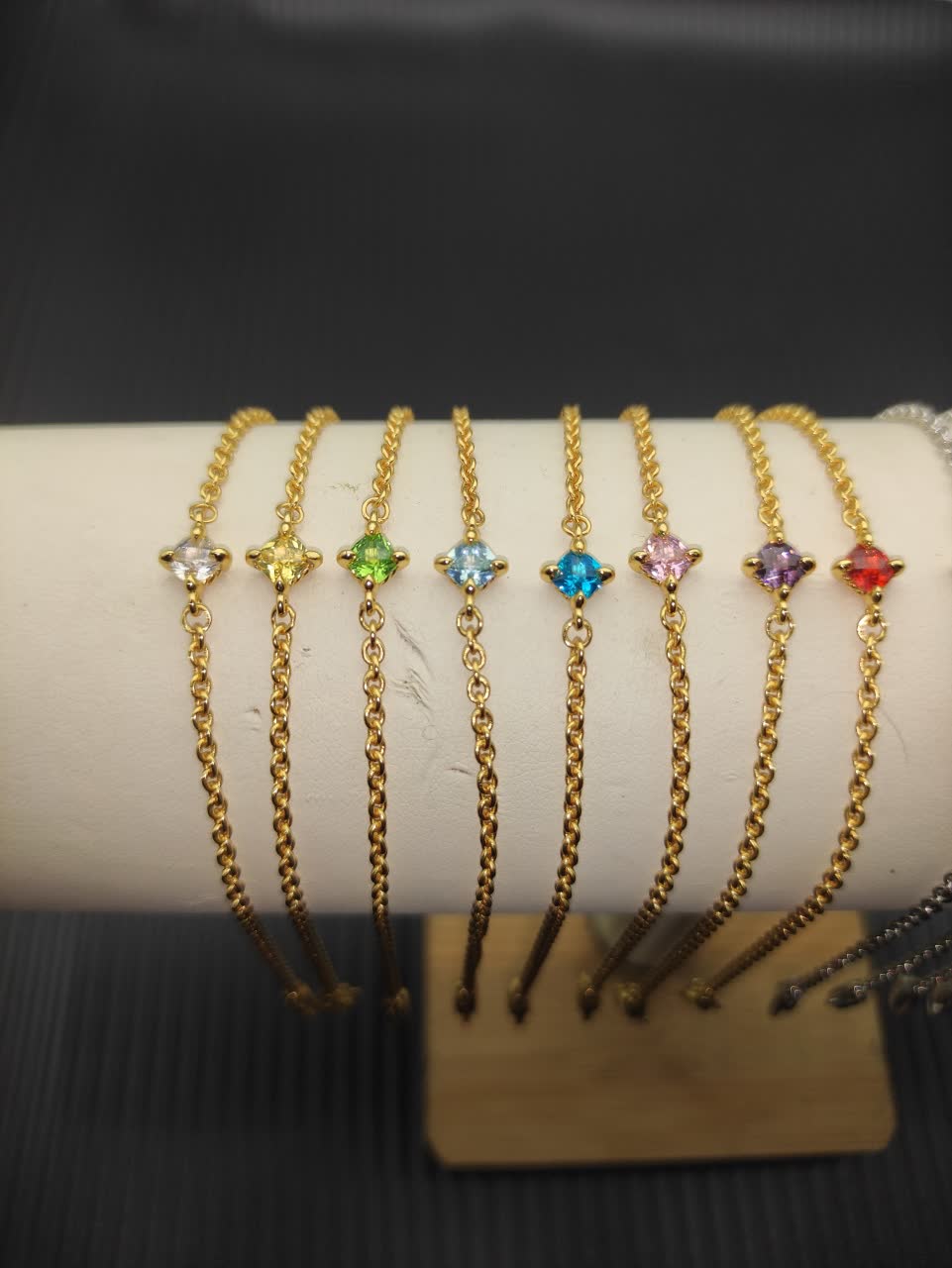 David Yurman Delicate Gold Bracelet with Pink Gemstone